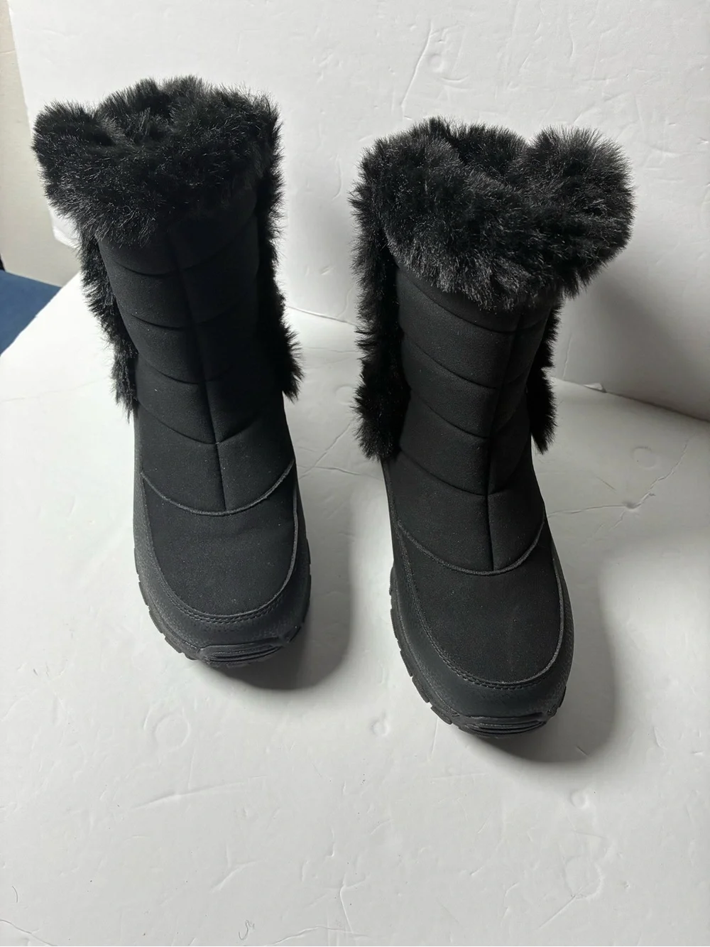 Lands' End Black Faux-Fur Winter Snow Boots